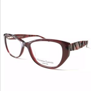 Christian Lacroix Cat Eye Burgundy Eyeglasses New!